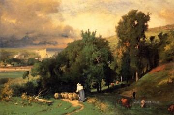 Hillside at Etretet landscape Tonalist George Inness Oil Paintings